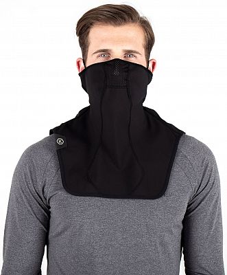 Black Knox fleece neck warmer for unisex use, featuring a snug fit and a high collar design, made from soft material, suitable for various outdoor activities.