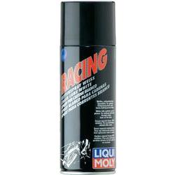 Liqui Moly 1591 Motorbike Chain Spray in a 400ml black aerosol can with bold red "RACING" text and detailed product information on the label.