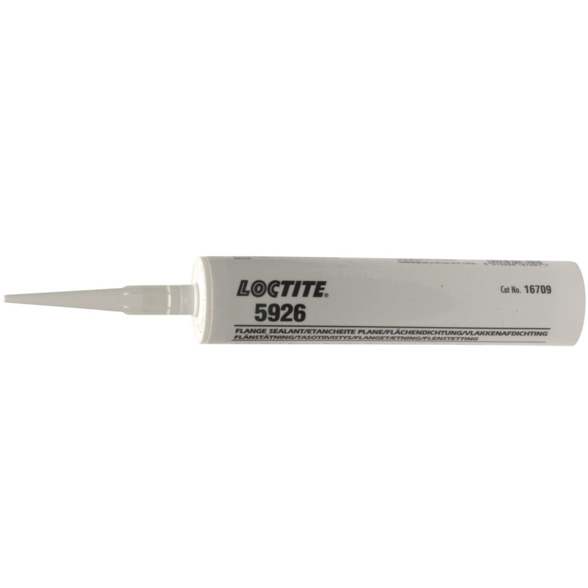 LOCTITE 2064436 SI 5926 Acetoxy Silicone in a 310ml tube, featuring a blue color, a tapered nozzle for precise application, and clear labeling on a white background.