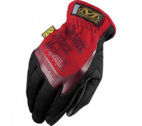 Red FastFit® Mechanics Gloves featuring a synthetic leather palm and TrekDry back, designed for comfort and flexibility, size 8.