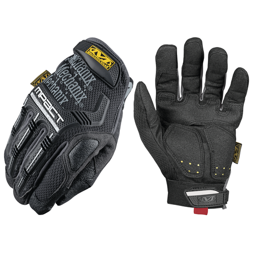 Black Mechanix Wear M-Pact® gloves in small size, featuring a durable synthetic palm, reinforced knuckles, and breathable mesh for enhanced grip and protection.