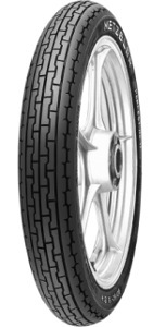 Black motorcycle tire with a classic tread pattern, labeled "Perfect ME 11" by METZELER, featuring a silver alloy wheel in the background.
