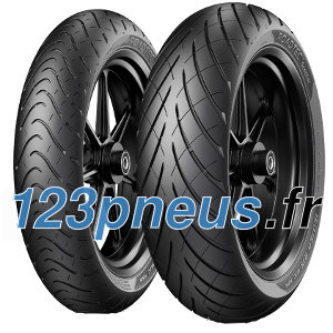 Black Metzeler Roadtec Scooter tire (130/60-13 TL 53P M/C) designed for front wheel use, featuring a sleek tread pattern and sturdy rubber construction.