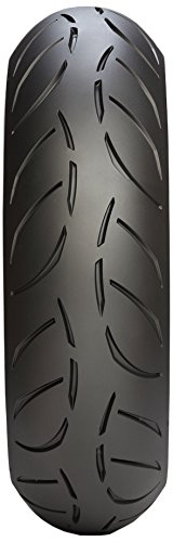 Black motorcycle tire with a smooth surface and distinct tread pattern, labeled Metzeler Sportec M7 RR, size 150/60 ZR17, designed for rear wheel use.