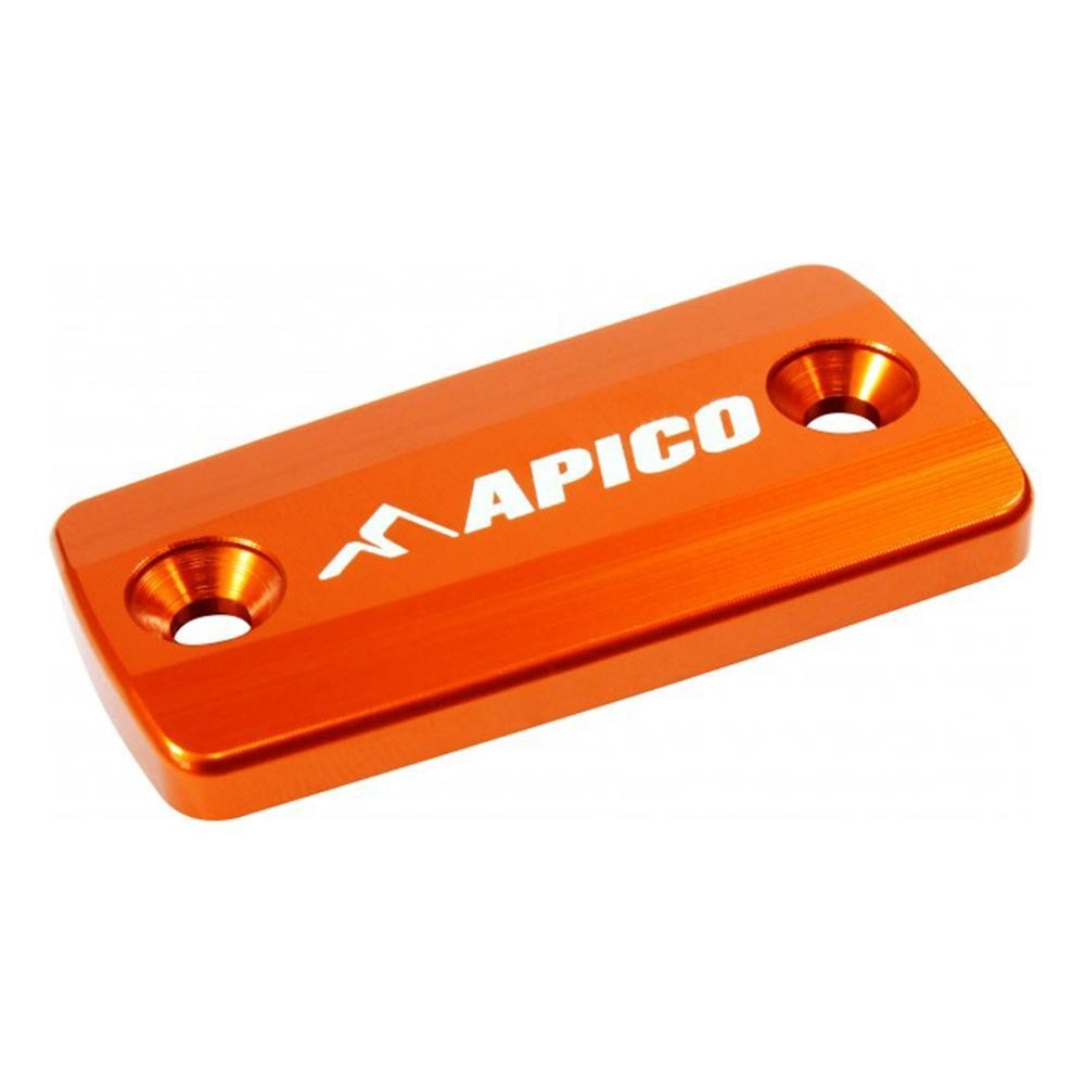Orange aluminum clutch master cylinder cover with two holes for mounting, featuring the "APICO" logo prominently displayed in white.