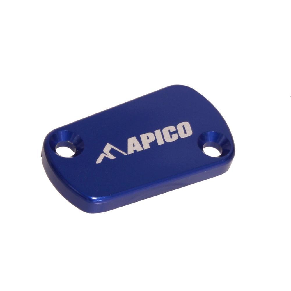 Blue aluminum clutch master cylinder cover with a sleek design, featuring the "APICO" logo prominently displayed in silver, designed for various Honda and Kawasaki motorcycle models.