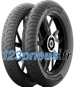 Michelin City Extra motorcycle tires in size 110/70-13, featuring a black rubber surface with a tread pattern designed for enhanced grip and durability, displayed in pairs.