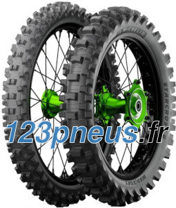 Michelin Starcross 6 Hard 41J front tyre in size 90/100-21, featuring a rugged tread pattern and black rubber material, designed for off-road performance.