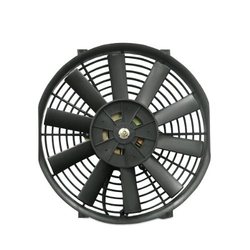14-inch slim electric fan in black with a durable plastic frame, featuring multiple blades for efficient airflow and a sleek, modern design suitable for various settings.