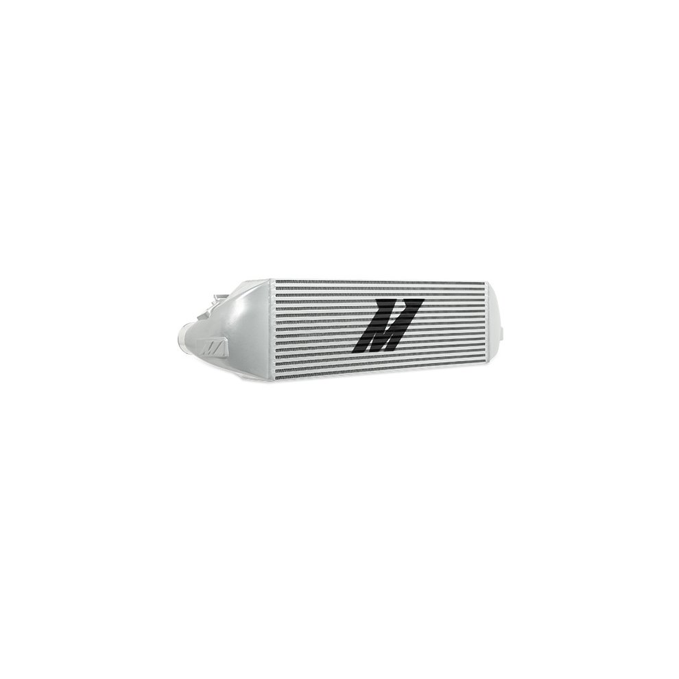 Silver intercooler assembly kit with a ribbed design and a prominent black "M" logo, designed for 2013 and newer Ford Focus ST models.