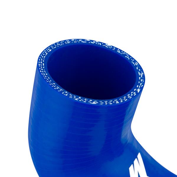 Blue silicone intercooler hose with a smooth finish, featuring reinforced construction and a white Mishimoto logo, designed for Subaru WRX/STI models from 2006 to 2007.