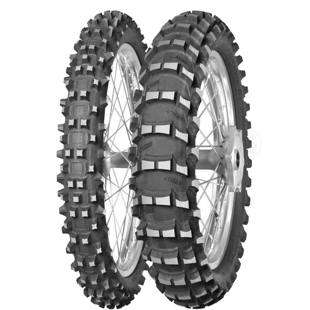 Mitas Terra Force-MX SAND rear tire, size 120/80-19, features a rugged tread pattern designed for sand, with a black rubber body and silver rim.