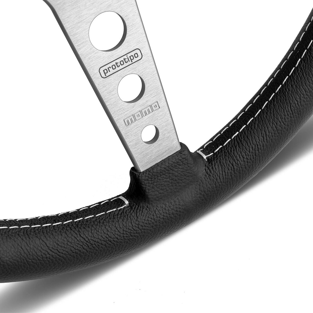 Momo Prototipo Steering Wheel - 320mm, Black / Silver - image 2