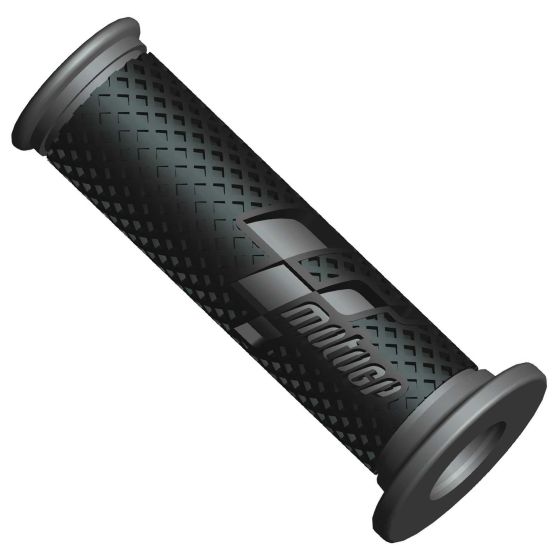 Black and grey Moto GP premium race handlebar grip featuring a textured surface, 22mm left and 25mm right dimensions, with the Moto GP logo prominently displayed.