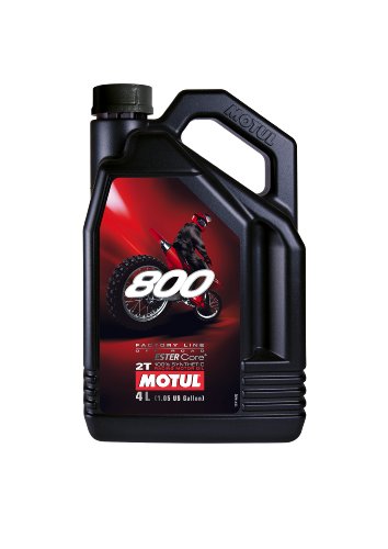 Black plastic container of MOTUL 104039 engine oil, featuring a red and black label with a motorcycle graphic, indicating a capacity of 4 liters.