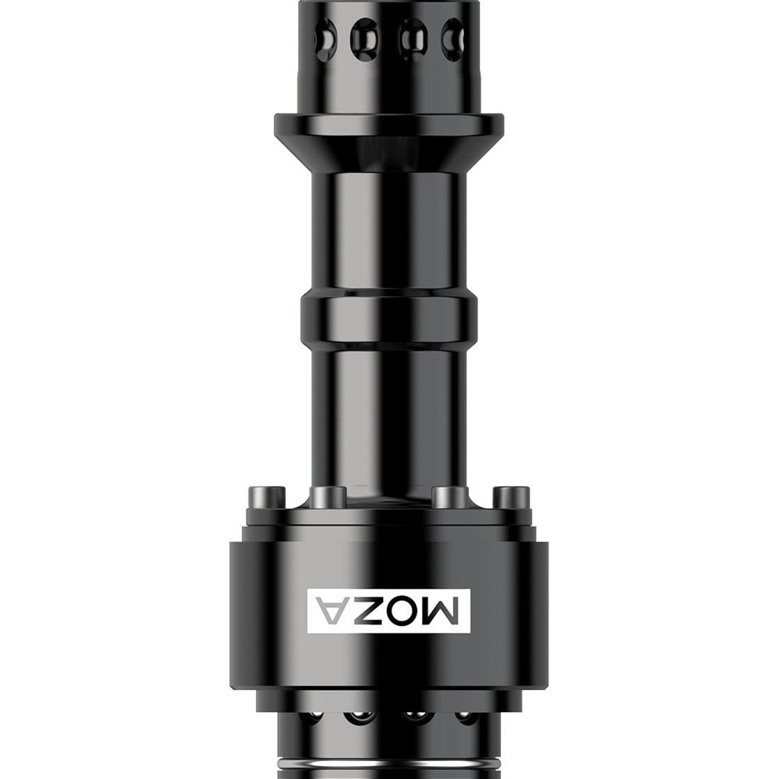 Black metal extension rod for MOZA Racing Wheel Base, featuring a sleek design with adjustable sections and a prominent "MOZA" logo on the side.