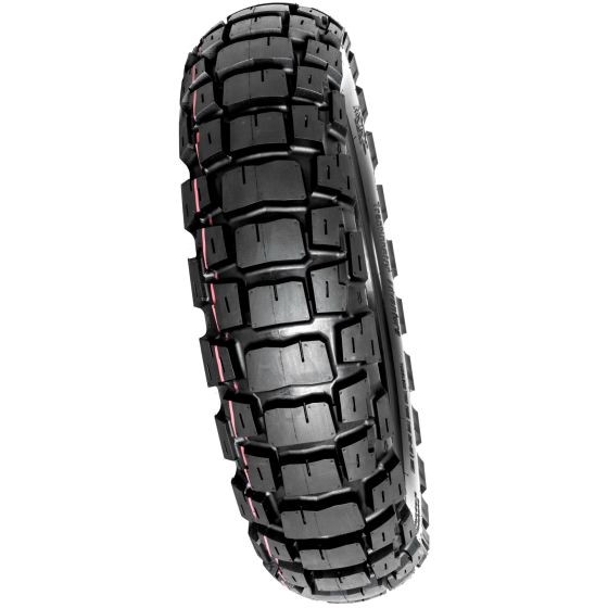 Black MotoZ Tractionator Adventure rear tyre with a rugged tread pattern, featuring a 150/70B18 size and 70Q rating, designed for off-road and adventure riding.