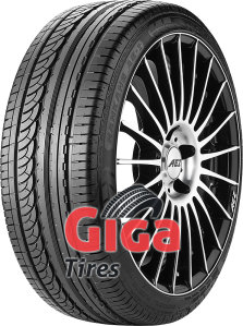 Black tire with a sleek, sporty tread pattern, featuring a shiny chrome alloy wheel with multi-spoke design, branded as "As-1 Mfs Xl" by NANKANG.