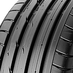 Black Nankang Sportnex AS-2+ tire with a 215/40 R16 size, featuring deep grooves for traction and rim protection (MFS) along the sidewall.