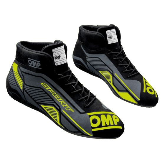 OMP OMP Sport Race Boots - Colour: Black / Fluro Yellow, Size: UK 12 / Eur 47