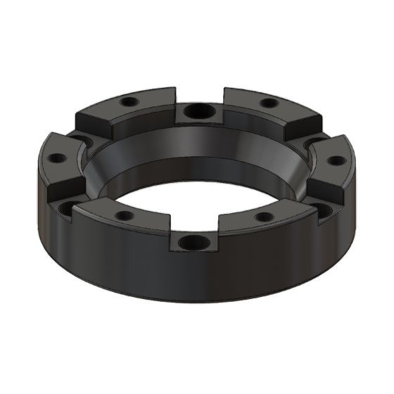 Black 20mm depth steering wheel spacer by OMP, featuring a smooth finish, six mounting holes, and a robust design for enhanced steering adjustments.
