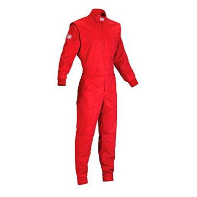 Red OMP Summer Mechanics Overalls in size 54, featuring a full zip front, long sleeves, and elastic cuffs, made from durable fabric suitable for warm weather.
