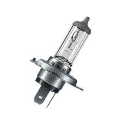Clear glass automotive bulb with a silver metal base, featuring a distinct filament design, labeled as OSRAM H4 100W/90W 12V, ideal for off-road use.