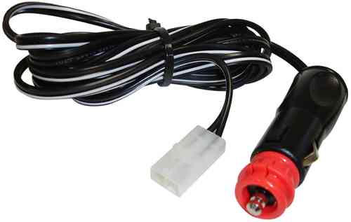 Black and red 12V accessory plug with a 3-meter cable, featuring a standard car cigarette lighter connector and a white connector for compatibility with various devices.