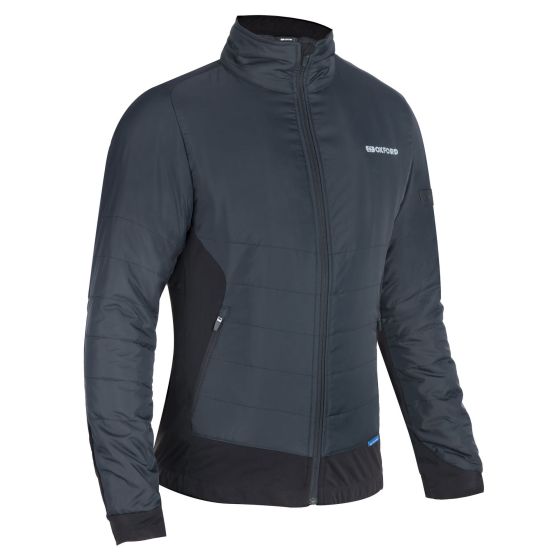 Black Oxford Advanced Expedition Jacket featuring a sleek design, quilted front, and contrasting black panels, ideal for outdoor activities.