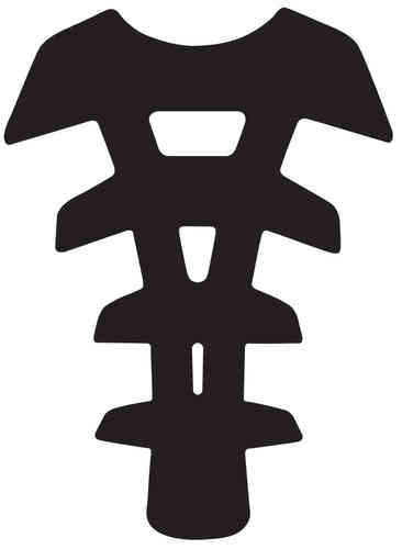 Black gel tank pad featuring a unique arachnid spine design, made from durable material, designed to enhance grip and protect the motorcycle tank.
