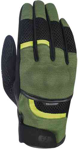 Dark green and black Oxford Brisbane gloves in size M, featuring a breathable mesh design, reinforced fingertips, and a secure wrist strap for enhanced grip and comfort.