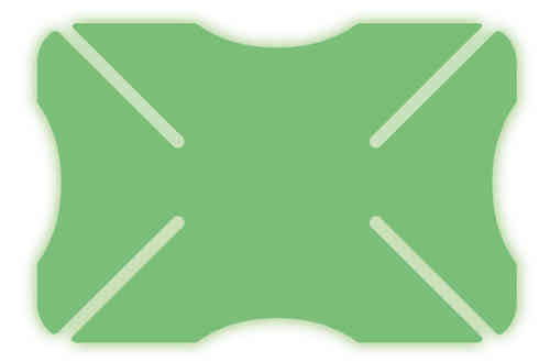Green Oxford Helmet Bumper Protector Glowz with a smooth, flexible material and a distinctive curved shape, designed to enhance visibility and protect helmet edges.