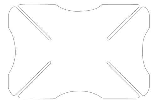 White Oxford Helmet Bumper Protector with a unique shape featuring cut-out slots for secure attachment, designed to protect helmets from bumps and scratches.