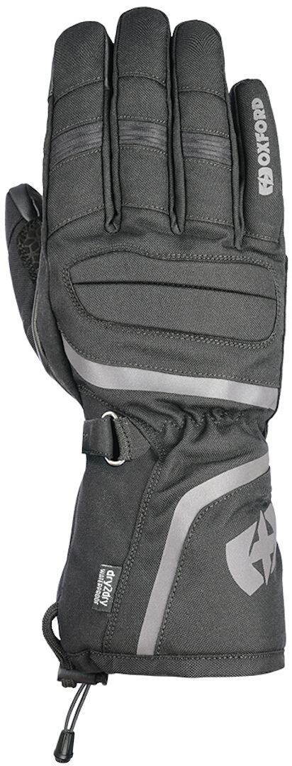 Stealth black motorcycle gloves featuring a durable textile exterior, padded knuckles, reflective accents, and an adjustable wrist strap for a secure fit.