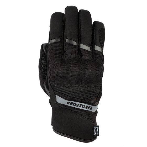 Stealth black motorcycle gloves with a textured finish, featuring reinforced knuckles, reflective strips, and a secure wrist closure for enhanced protection and comfort.