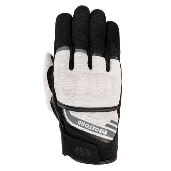 Silver and black motorcycle gloves in size XXL, featuring a durable fabric construction, reinforced knuckles, and a secure wrist strap for enhanced protection and fit.