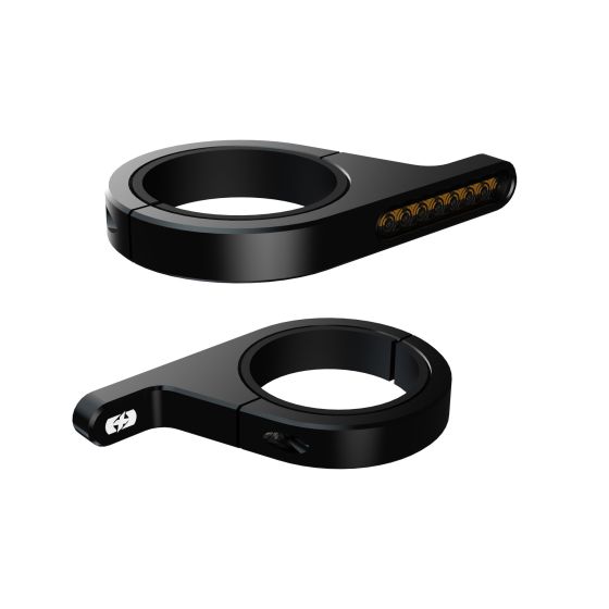 Black OXFORD EL367 Turn Signal featuring a sleek design with a circular mount and seven amber LED lights for enhanced visibility.
