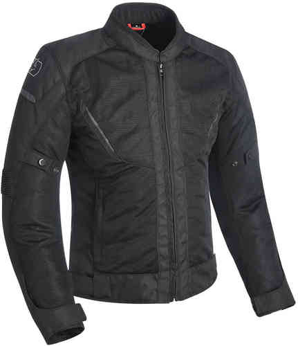 Black waterproof textile jacket by Oxford, featuring a sleek design, zippered front, and adjustable cuffs, available in size 4XL.