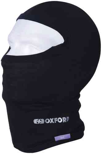 Black Oxford Deluxe Silk balaclava made from soft silk material, featuring a snug fit and logo detail on the front, designed for warmth and comfort.
