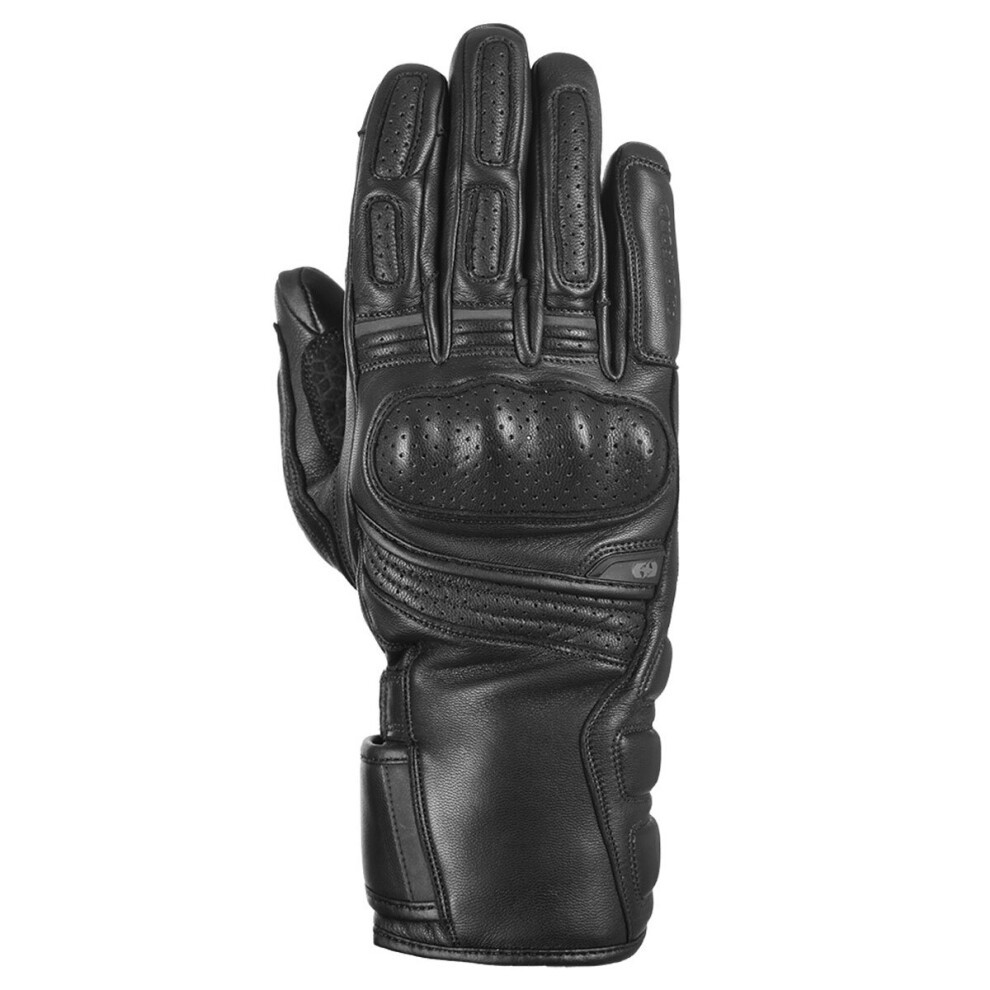 Black waterproof Oxford Hamilton gloves in size XXL, featuring padded knuckles, perforated detailing, and a secure wrist closure for enhanced grip and protection.