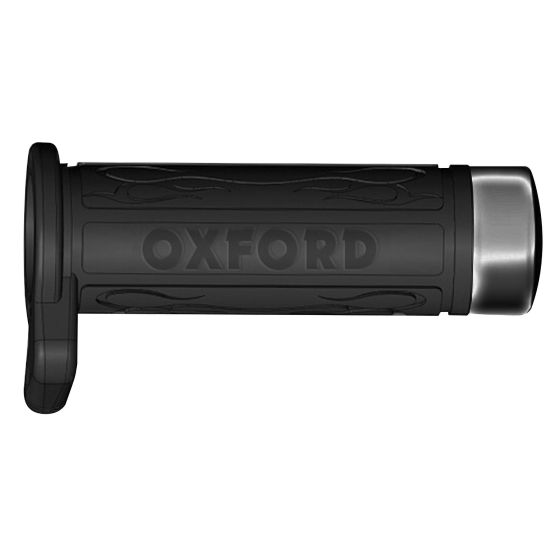 Black rubber grip with textured surface and "OXFORD" branding, featuring a dark chrome end cap, designed for OF697 and EL800 models.
