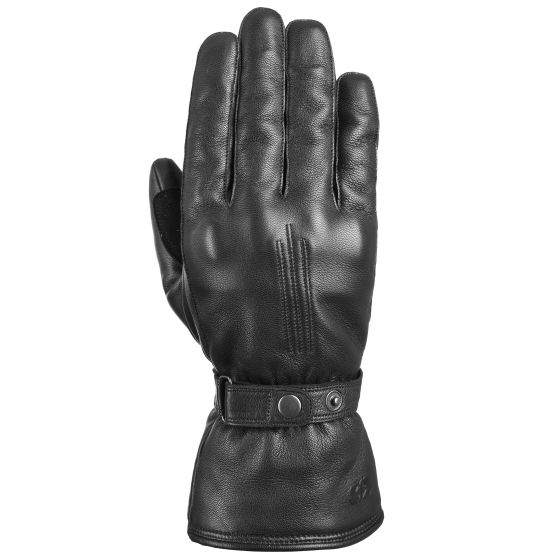 Black waterproof leather gloves in size 3XL, featuring a sleek design, a snug fit with a wrist strap, and subtle stitching details for added style and functionality.