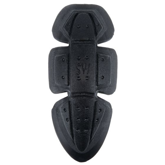 Black Oxford Insert Level 1 elbow protector made of durable material, featuring a contoured design with ventilation holes for breathability and enhanced protection.