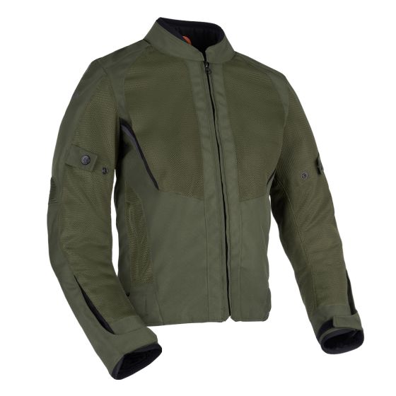 Khaki Oxford Iota 1.0 Air Ladies Motorcycle Jacket featuring a lightweight mesh design, zip closure, and padded shoulders for comfort and protection.