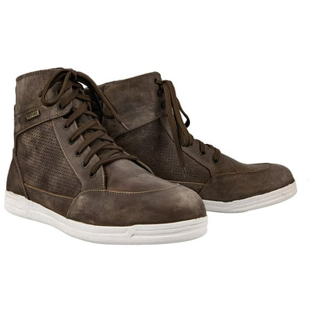 Dark brown Oxford Kickback Air shoes in size 47 EU, featuring a mix of smooth and perforated leather, high-top design, and white rubber soles.