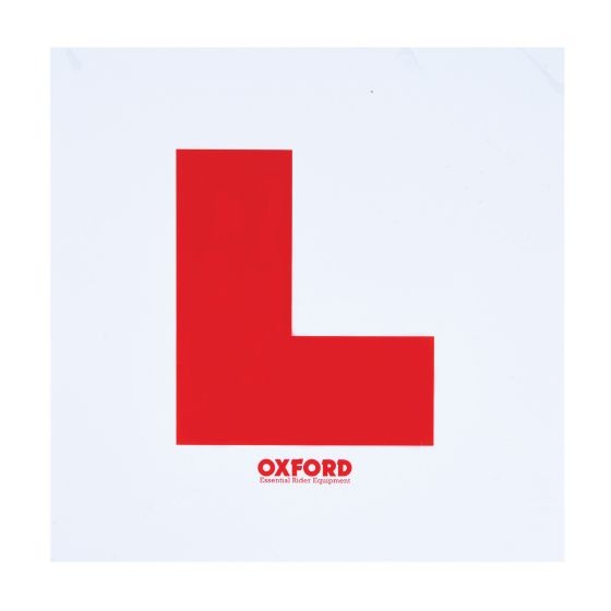 Red "L" plate kit by Oxford, featuring a bold red letter "L" on a white background, designed for learner drivers, with durable, weather-resistant material.