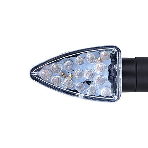 Black short stem arrow indicator featuring a clear lens with multiple LED lights arranged in a triangular shape, designed for visibility and signaling.