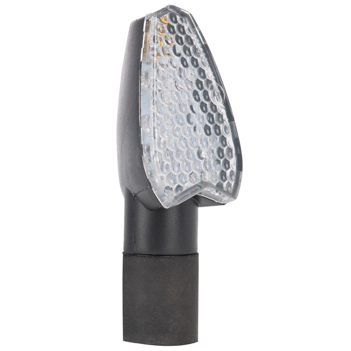Oxford LED Signal 7 motorcycle indicators feature a sleek black base with a textured clear lens, designed for optimal visibility and durability.