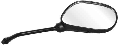 Right-side oblong bike mirror by Oxford, featuring a sleek black plastic frame and a reflective glass surface, designed for easy visibility and enhanced safety.