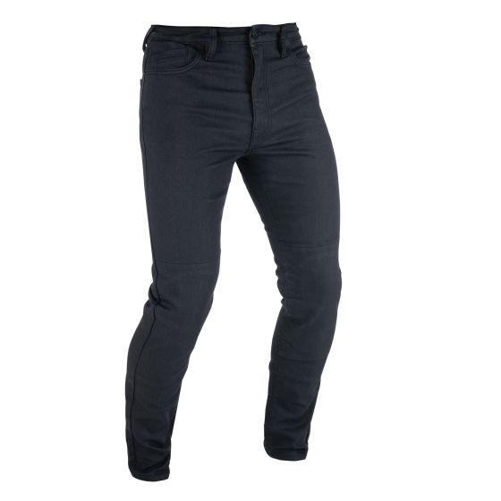 Black wash slim fit jeans by Oxford, featuring a classic five-pocket design, belt loops, and a smooth denim texture for a stylish, modern look.